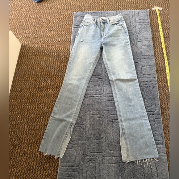 Pistola Light Wash Raw Hem Straight Flare Jeans Distressed Denim Sz 25 - Picture 9 of 16